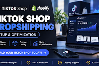 setup and redesign tiktok shop and shopify dropshipping store