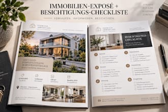design immobilien exposé with besichtigungs checkliste for makler, property list