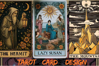 design unique tarot card oracle deck playing art tcg  style zodiac box design