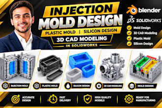 injection mold design plastic mold silicon  design 3d cad modeling in solidworks