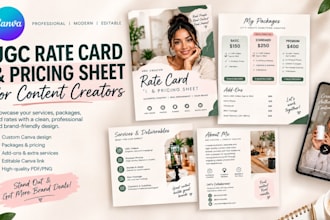 design a canva ugc rate card and pricing sheet for content creators