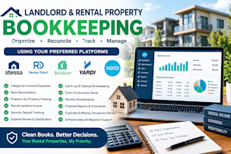 organize landlord books using stessa, rentec direct, buildium, yardi and xero