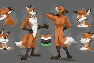 draw custom furry reference sheet fursona character design