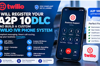 register your twilio a2p 10dlc and build a custom twilio IVR phone system