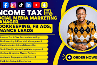 income tax social media marketing manager bookkeeping facebook ads finance leads