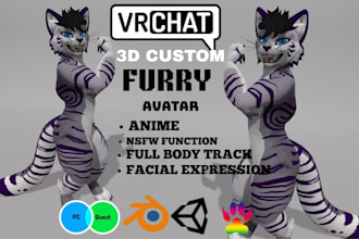 create 3d vrchat furry avatar custom fursona character full body tracking vrc