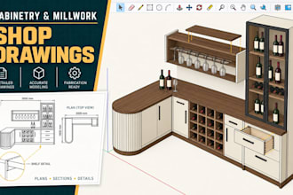 do 2d autocad shop drawings for custom cabinetry and architectural millwork