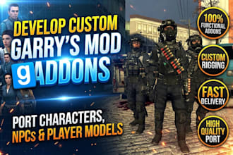 develop custom garrys mod addon port characters npcs and player models