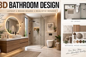 design your bathroom in 3d with layout, mood board and realistic render