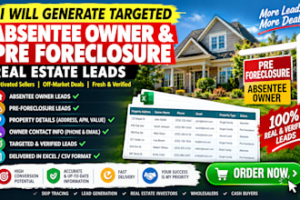 generate targeted absentee owner and pre foreclosure real estate leads