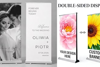 design a print ready roll up banner, pull up banner and standee for events