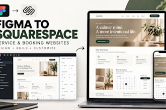 convert figma design to squarespace website design redesign with online booking