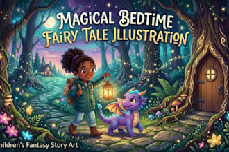 illustrate bedtime story, kids book and animal books illustration for children