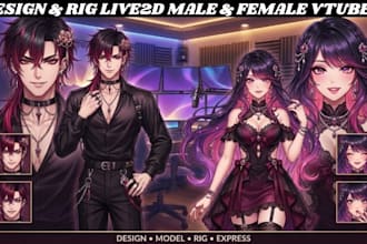 design and rig male or female live2d vtuber model anime live2d vtuber avatar rig