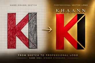 vectorize and refine your hand drawn logo sketch