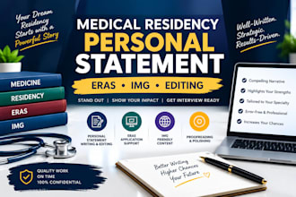 edit eras residency application medical personal statement, cv, lor within 12hrs