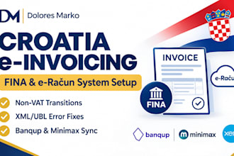 set up croatia einvoicing eracun fina XML integration for non vat banqup