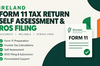 prepare and file ireland form 11 tax return, self assessment, income tax and ros