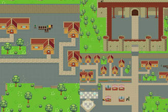 do 2d topdown pixel art, game assets tilemap, rpg maker pixel background