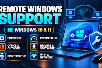 fix windows 10 and 11 PC, laptop, office, and software issues remotely