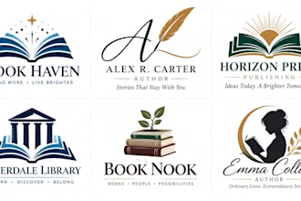 design book, author, publisher and library logo