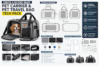 create a factory ready pet carrier and pet travel bag tech pack