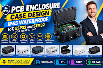 pcb enclosure case design ip65 waterproof iot, esp32 and stm32 for 3d printing