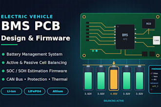 electric vehicle bms pcb, battery management, cell balancing and firmware