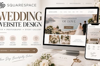 design squarespace wedding website with rsvp, photography website, event gallery