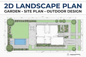 draw 2d landscape plan, garden plan, site plan and outdoor design