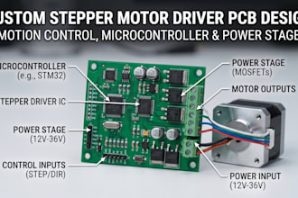 design stepper motor driver pcb, motion control, microcontroller and power stage