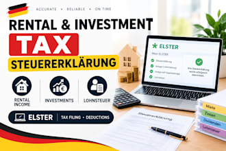 handle german tax returns for rental property, investments and payroll tax