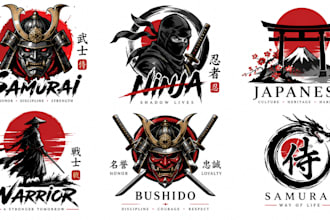 design samurai, ninja, japanese and warrior logo
