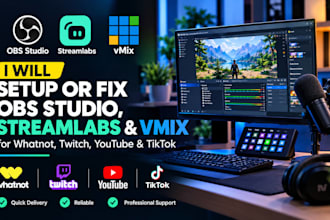 setup or fix obs studio streamlabs, streamyard and vmix for live streaming
