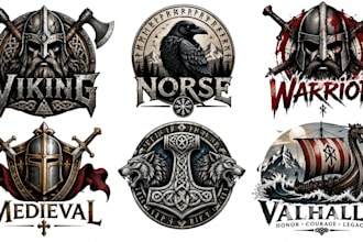 design viking, norse, warrior and medieval logo
