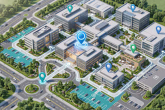 design custom wayfinding map interactive facility visitor map resort stadium map