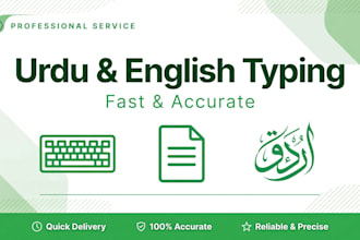 do fast urdu english typing data entry and translation