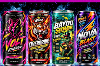 design energy drink can label for your brand