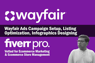 setup ads campaign or do listing optimization or design infographics for wayfair