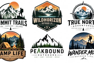 design mountain, hiking, camping and outdoor logo