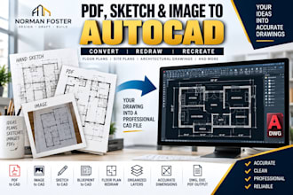 convert PDF, sketch and image to autocad dwg drawings