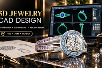 create custom 3d ring cad, jewelry cad design for  your brands