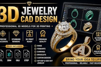 design custom jewelry cad for rings, pendants and earrings for 3d printing