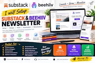 setup substack newsletter, substack post, substack account and beehiiv newslette