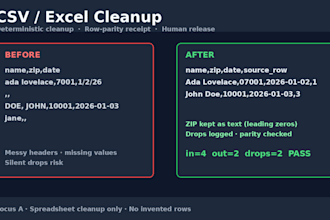 clean and normalize your messy CSV or excel spreadsheet