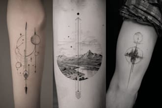 create minimalist line art tattoo with my style