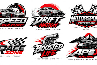 design racing, speed, drift and motorsport logo