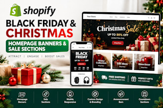design black friday christmas shopify homepage banners and sale sections