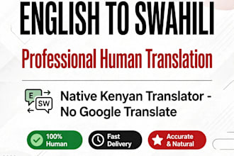 translate english to swahili and swahili to english professionally