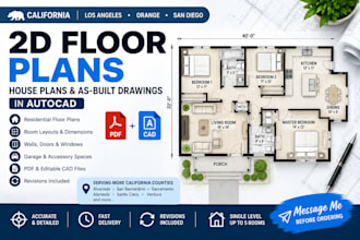 create 2d floor plans in los angeles, orange and san diego county cad drawings